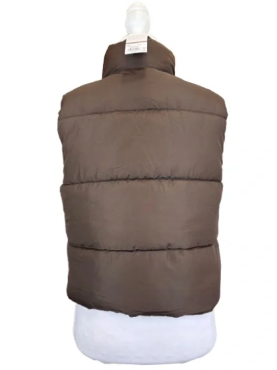Madden Girl Star Quilted Puffer Vest Brown XS Zip Up NWT - Picture 2 of 12